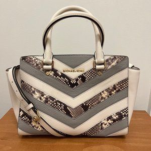 Michael Kors Selma Medium Tricolor Snake Satchel Handbag
